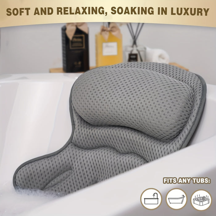 BathCloud 4D Badekissen | Ergonomisches Nacken- & Rückenstützkissen mit Anti-Rutsch-Saugnäpfen