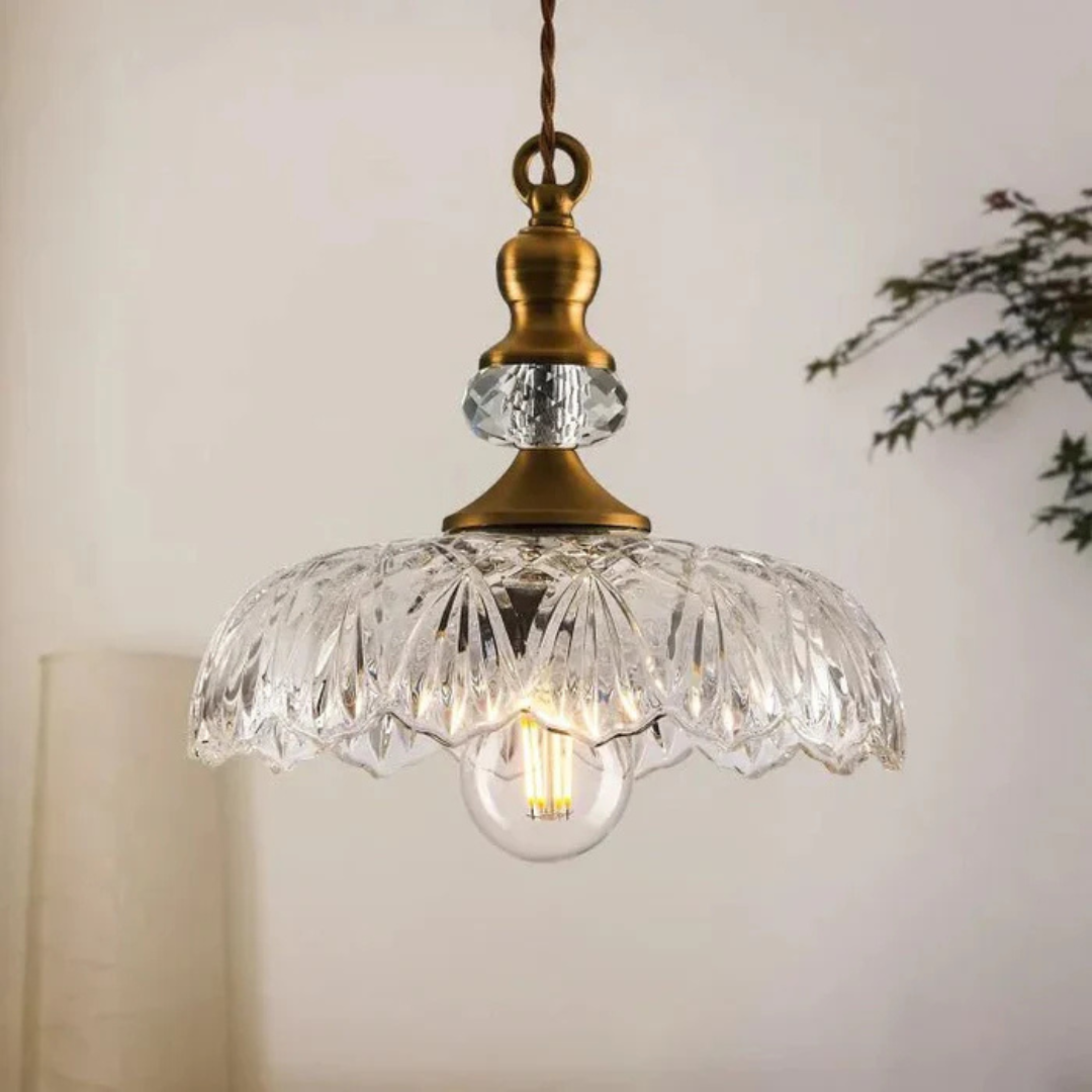 Aelius – Retro Glas Hanglamp (Ø24 cm) mit Metall-Akzenten für Esszimmer & Küche