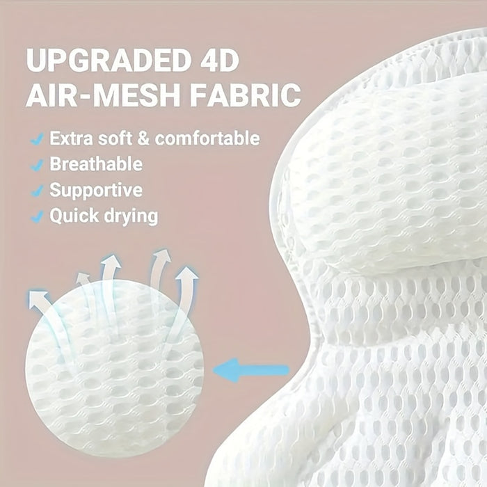 BathCloud 4D Badekissen | Ergonomisches Nacken- & Rückenstützkissen mit Anti-Rutsch-Saugnäpfen