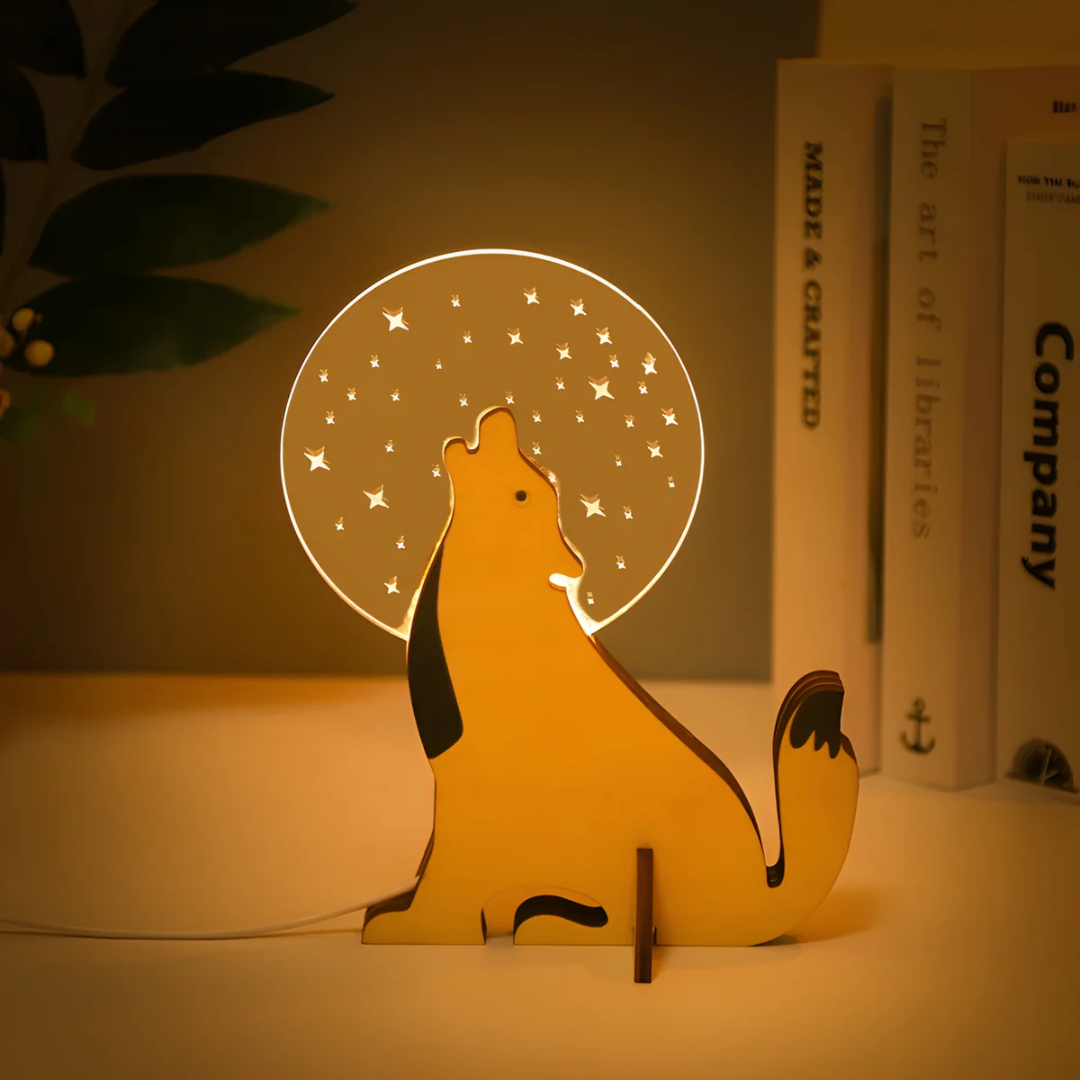 Telyx Aurin | LED Nachtlicht aus Holz mit Acryl-Design