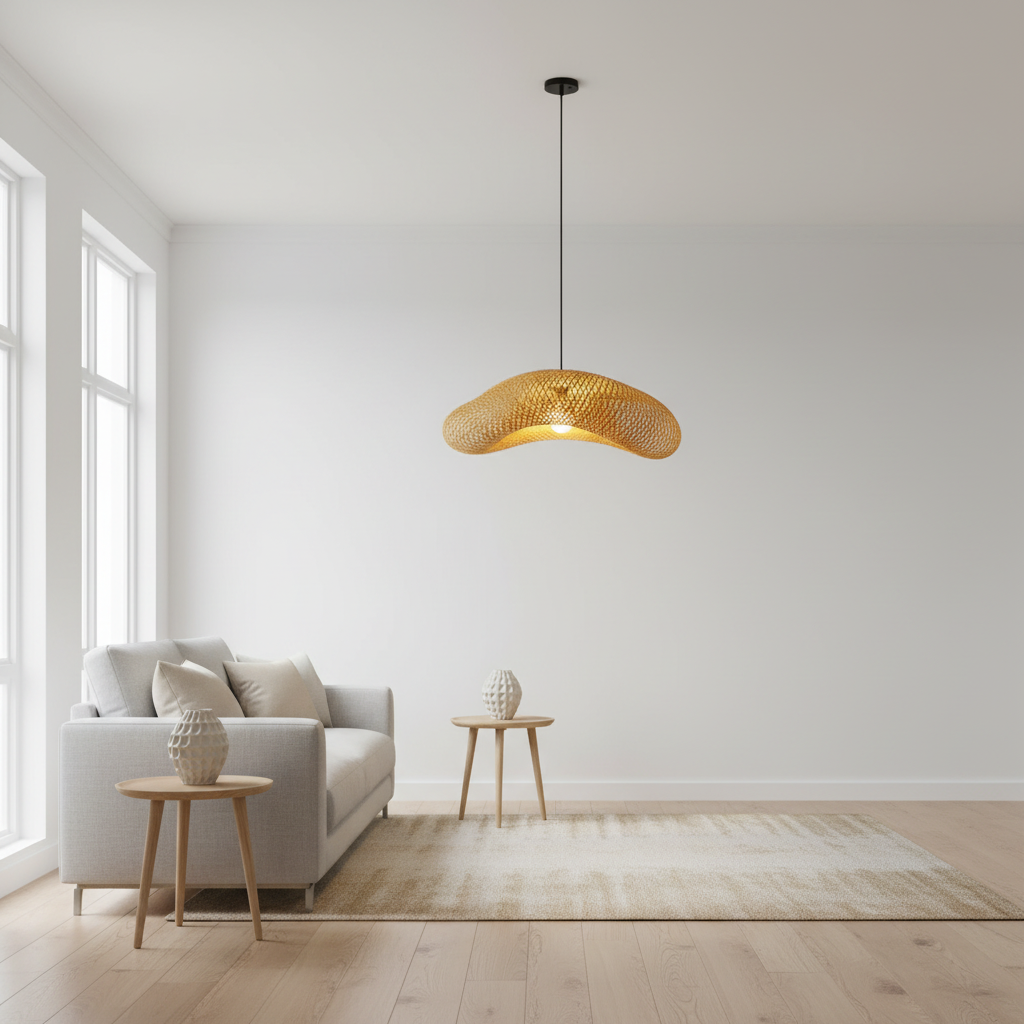 Liora Strå | Japandi Rattan Pendelleuchte aus Handgeflochtene Bambus