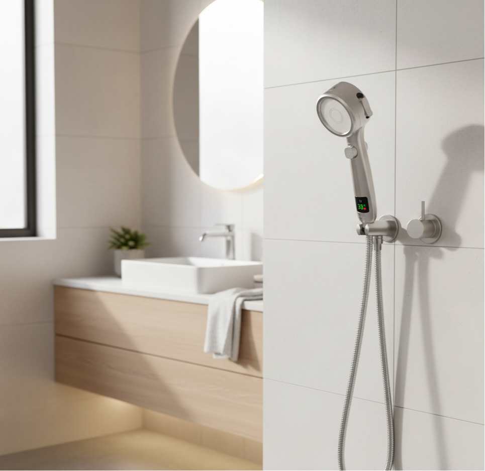 HydroSense Flow | LED-douchekop met filter en temperatuurweergave
