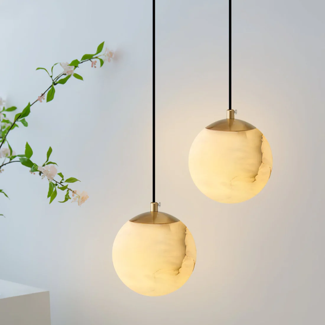 Alvora Orb | Alabaster hanglamp met warm LED-licht