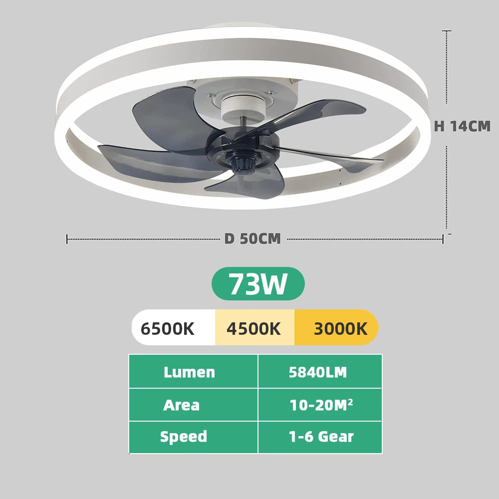 Iralis Flow | dimmbarer Deckenventilator mit LED-Beleuchtung und Fernbedienung, 6 Geschwindigkeiten