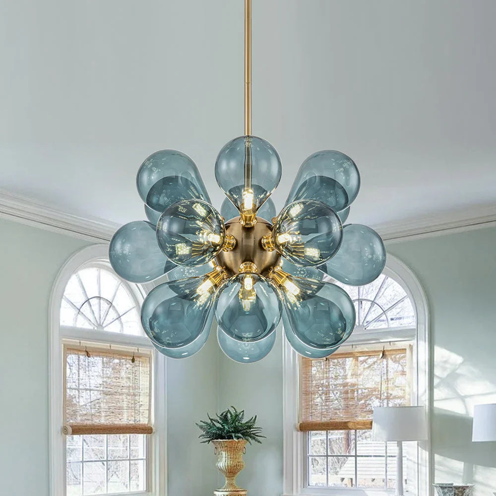 Aurevia | Blauer Glasblasen Kronleuchter im Cluster-Design