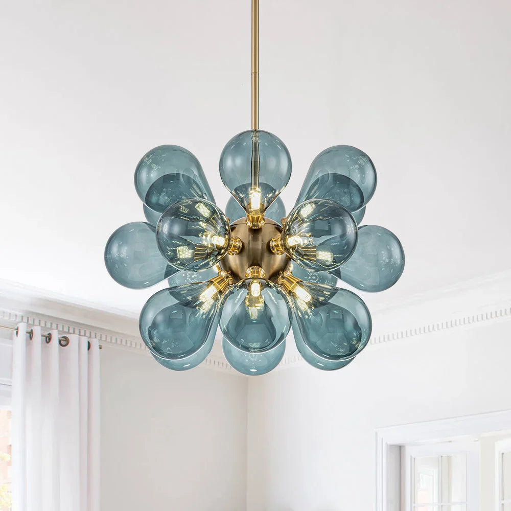 Aurevia | Blauer Glasblasen Kronleuchter im Cluster-Design