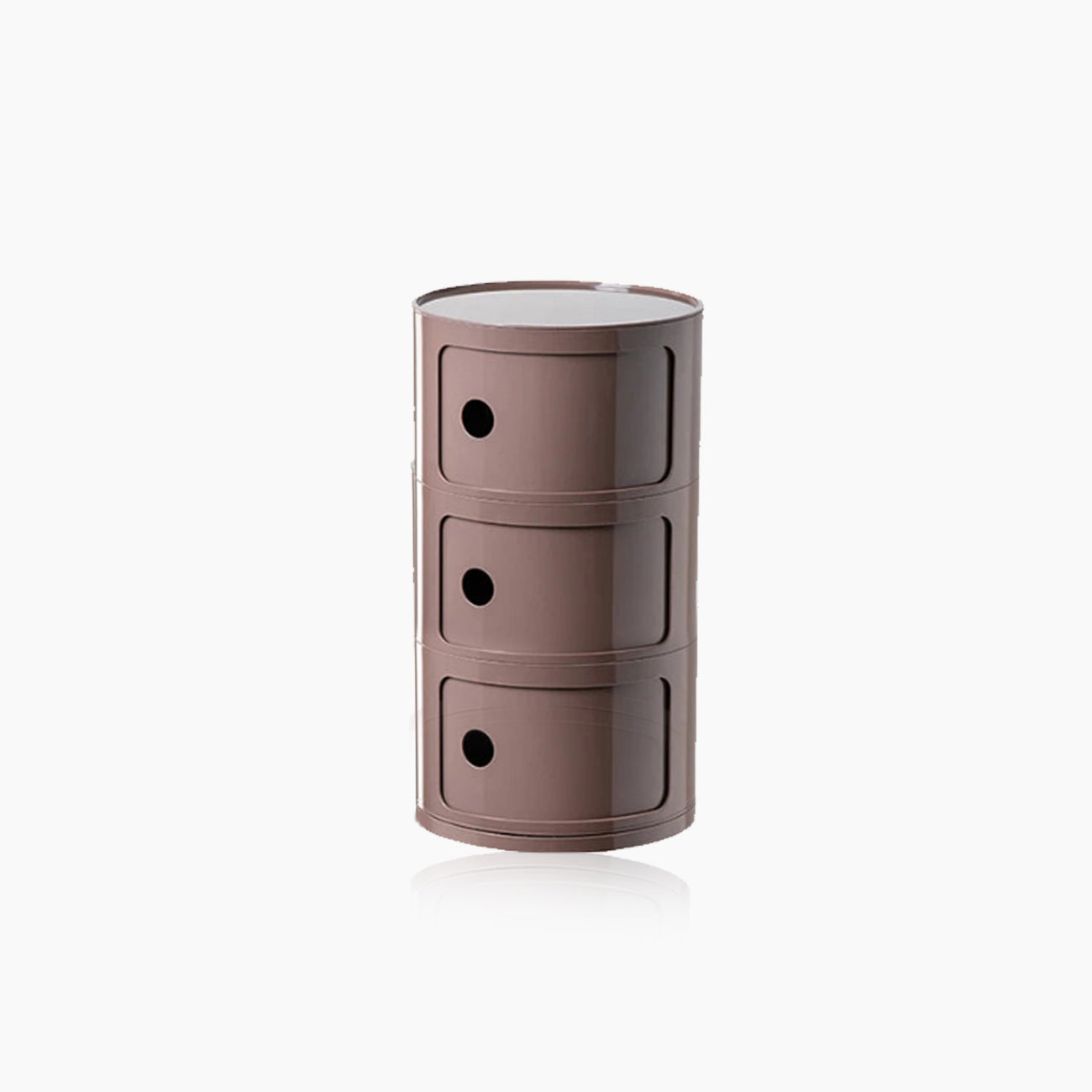 Nera Krog | Fassförmiger Design-Beistelltisch mit Holzablage