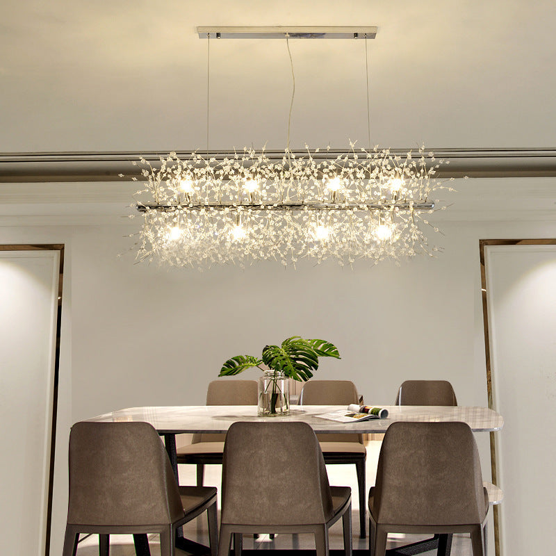 Moderne LED-Hängelampe aus Metall in Weißgold – ideal für Wohnzimmer & Esszimmer