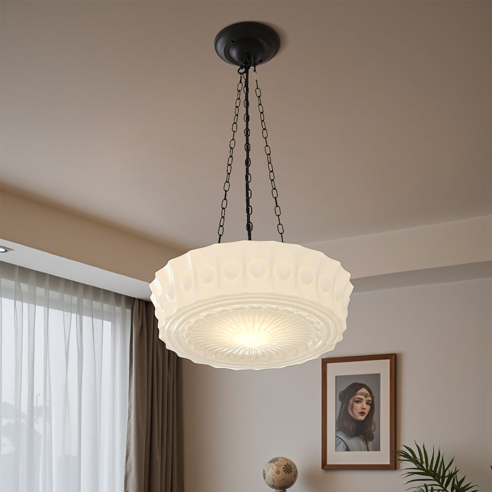 Thalessia – Minimalistische hanglamp in melkachtig wit voor zacht, diffuus licht