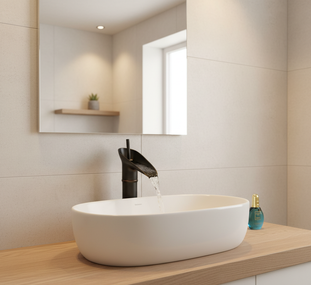 Cascade Vintage waterval wastafelkraan | Antieke messing mengkraan met enkele hendel
