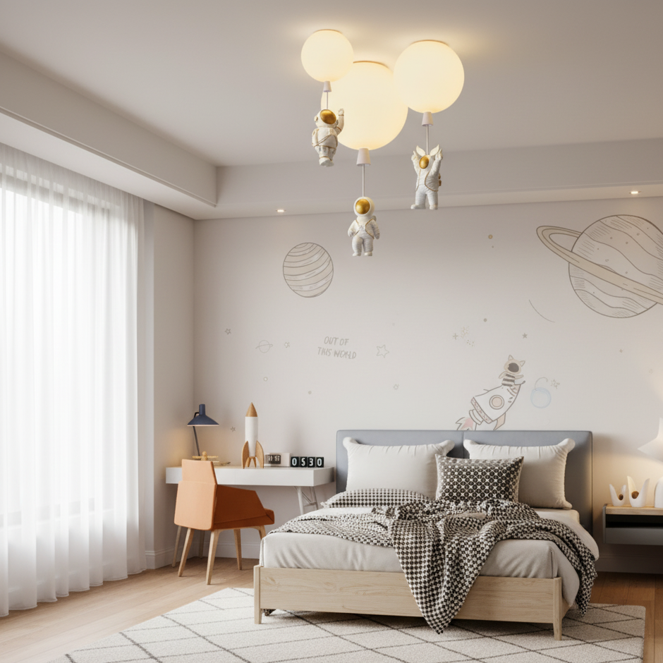 Stellari Orbit | Speelse LED plafondlamp voor kinderkamers in astronautendesign