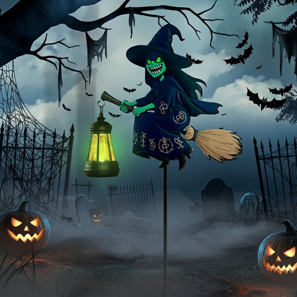 Halloween Solar Hexenlicht – LED Hängeleuchte für gruselige Gartendeko
