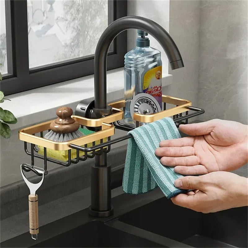 SinkMate DuoRack | Gootsteenorganizer met haken en dubbel compartiment