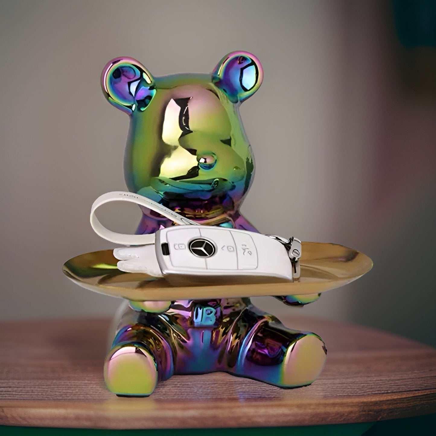 Happy Bear | Modernes Keramik-Figurentablett für stilvolle Wohnakzente