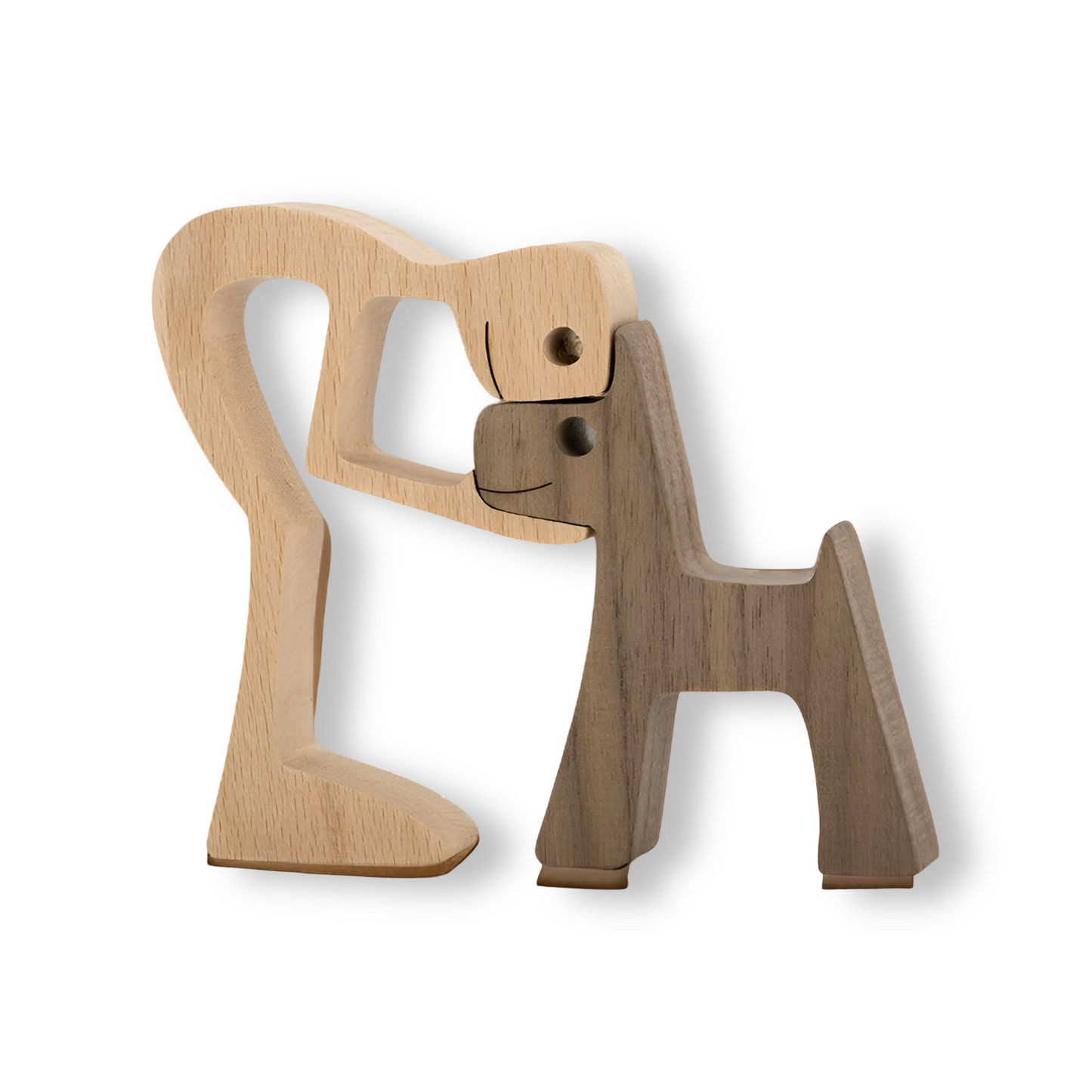 Paws of Love – Handgefertigte Holzskulptur von Hund & Mensch | Symbol ewiger Verbundenheit