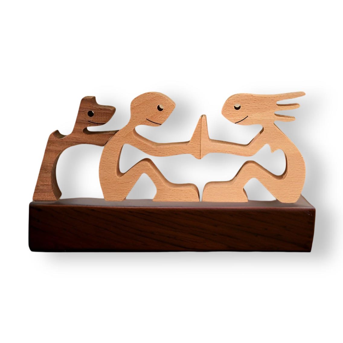 Paws of Love – Handgefertigte Holzskulptur von Hund & Mensch | Symbol ewiger Verbundenheit