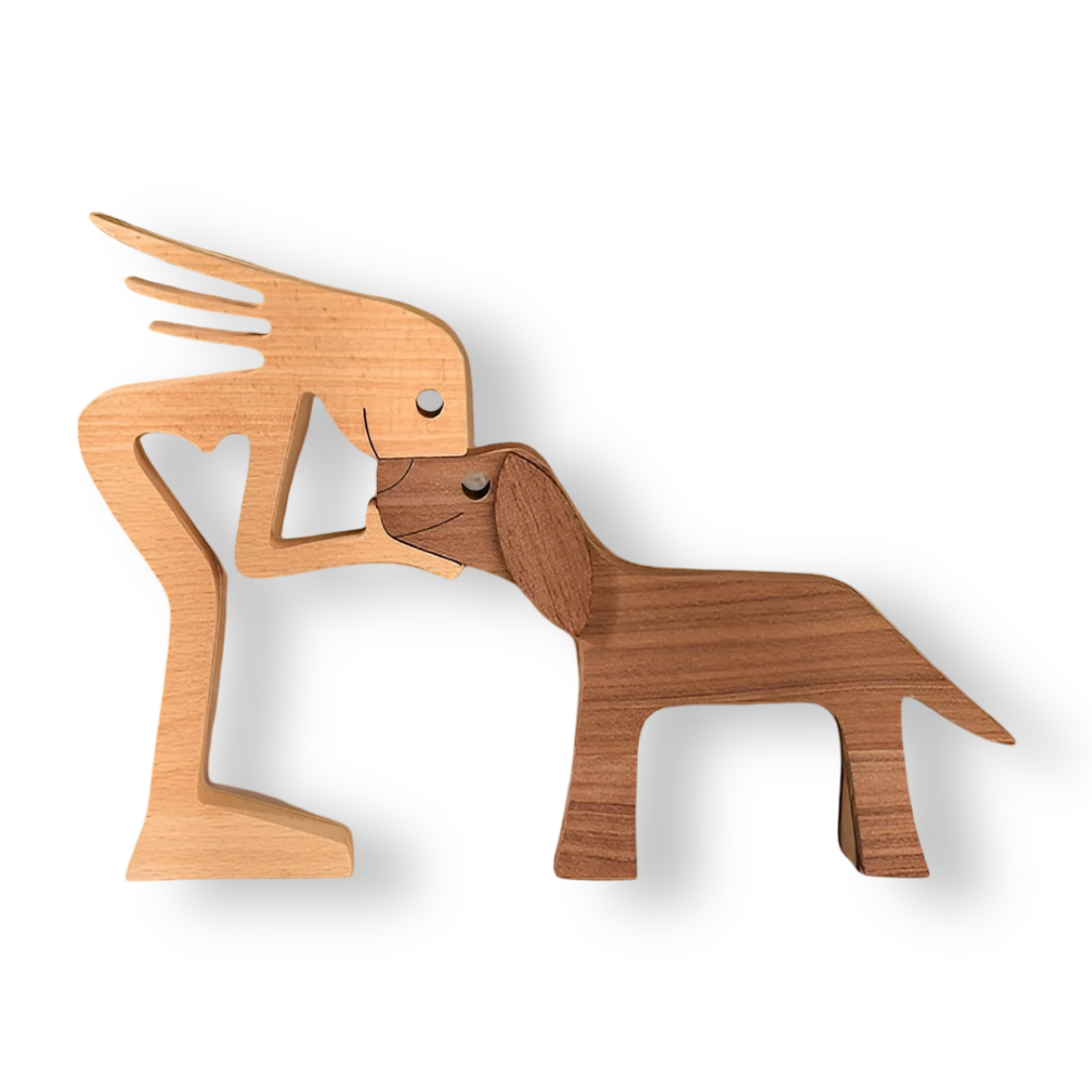 Paws of Love – Handgefertigte Holzskulptur von Hund & Mensch | Symbol ewiger Verbundenheit