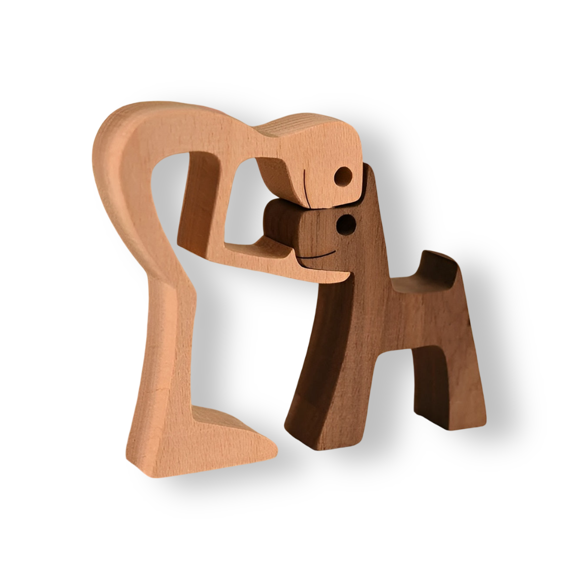 Paws of Love – Handgefertigte Holzskulptur von Hund & Mensch | Symbol ewiger Verbundenheit