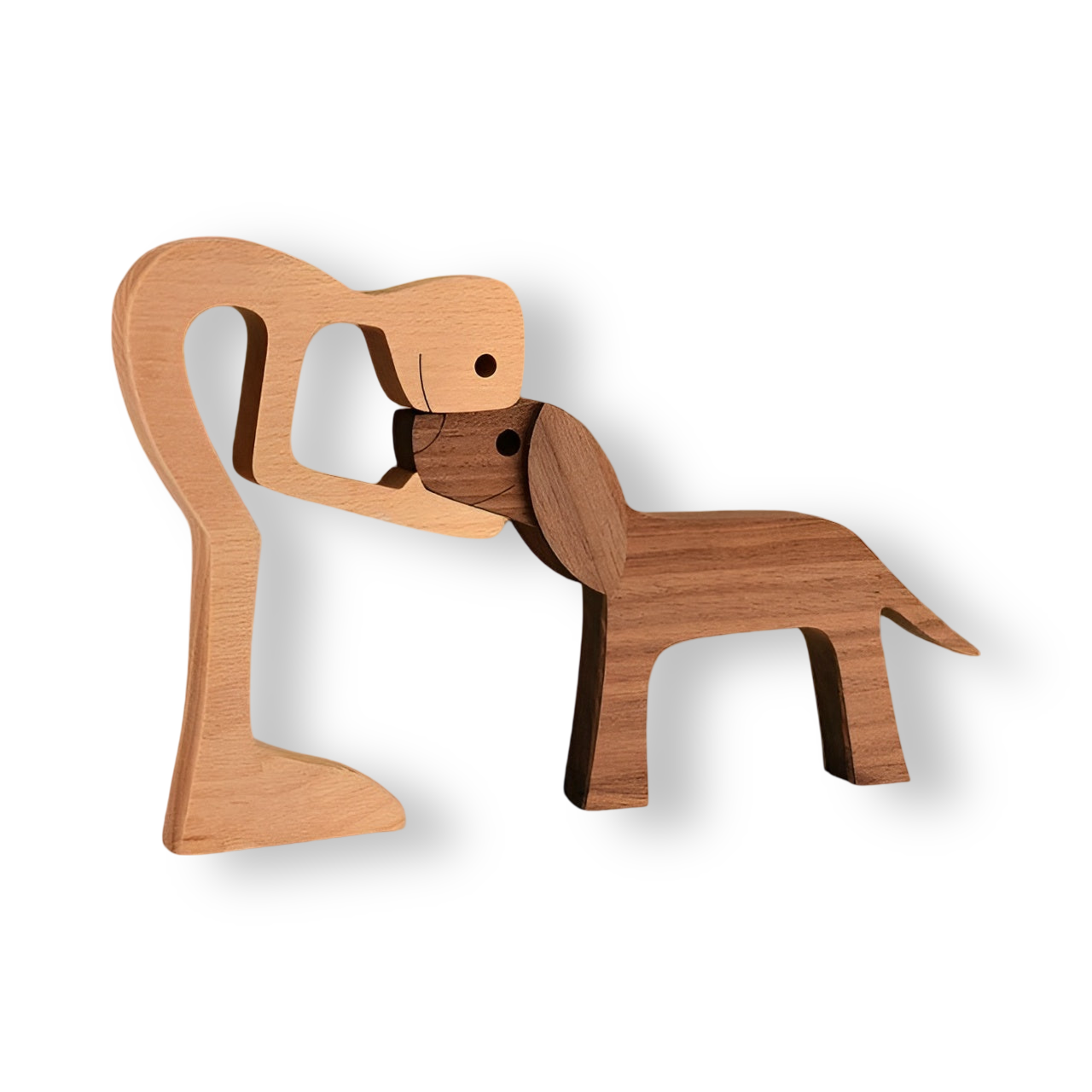 Paws of Love – Handgefertigte Holzskulptur von Hund & Mensch | Symbol ewiger Verbundenheit