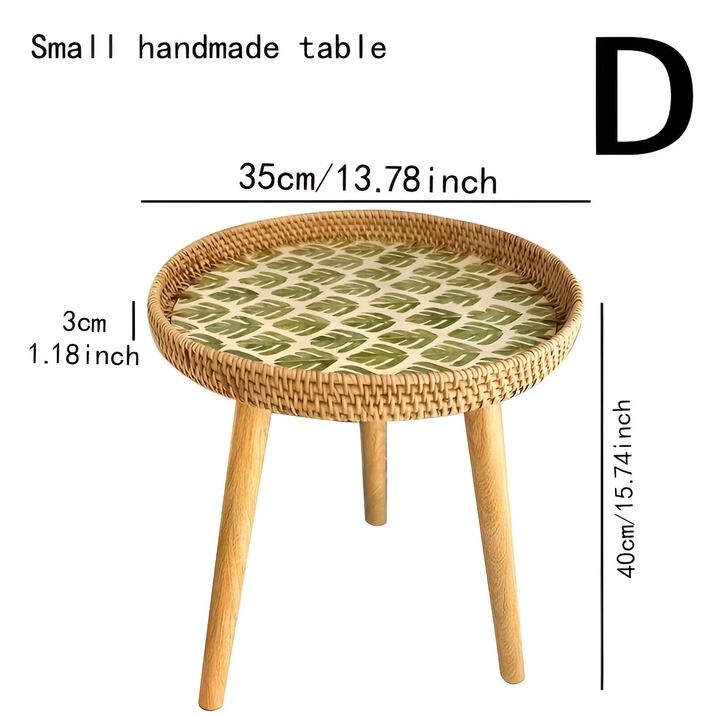 Scandi Couchtisch – Runder handgefertigter Rattan Couchtisch aus Holz im nordischen Design