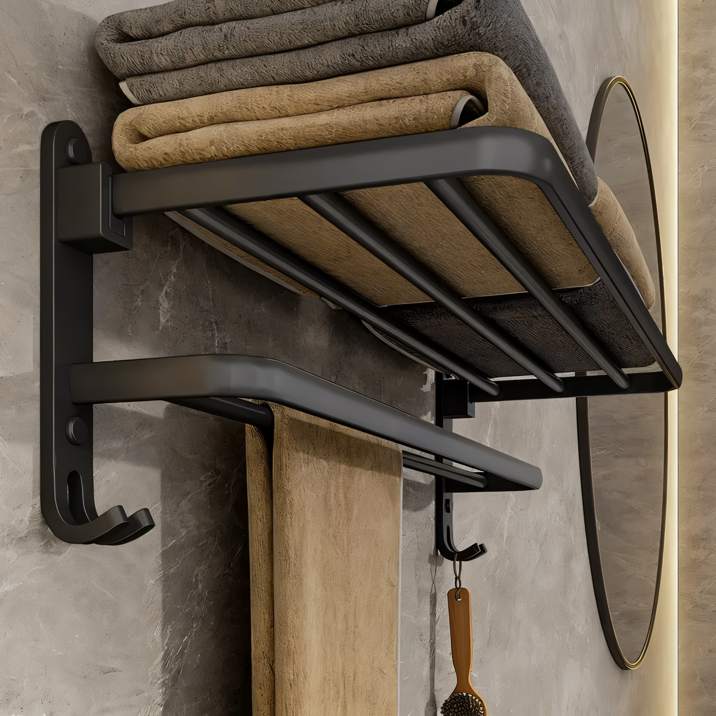 SleekBlack – Moderner Handtuchhalter aus Aluminium mit Haken
