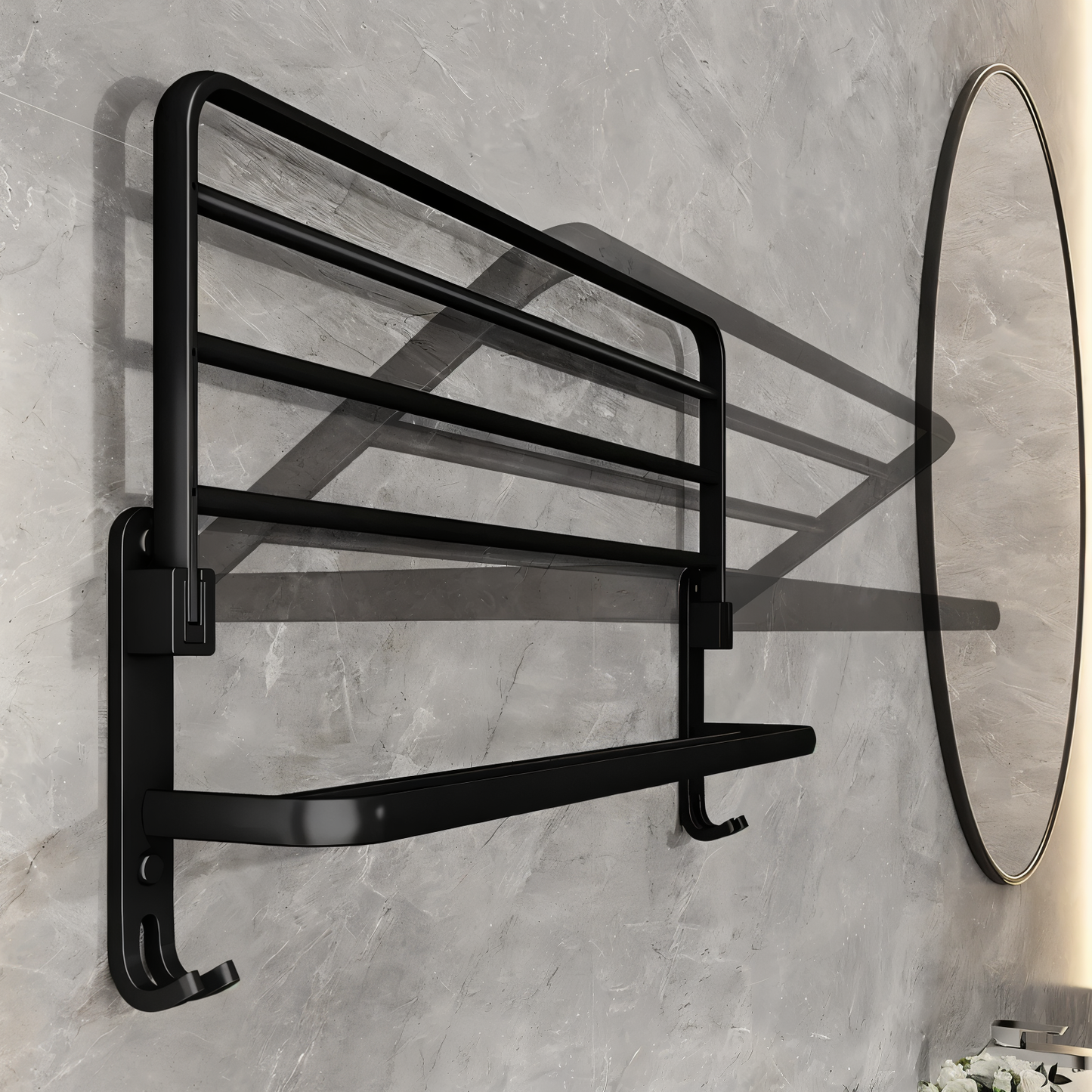 SleekBlack – Moderner Handtuchhalter aus Aluminium mit Haken