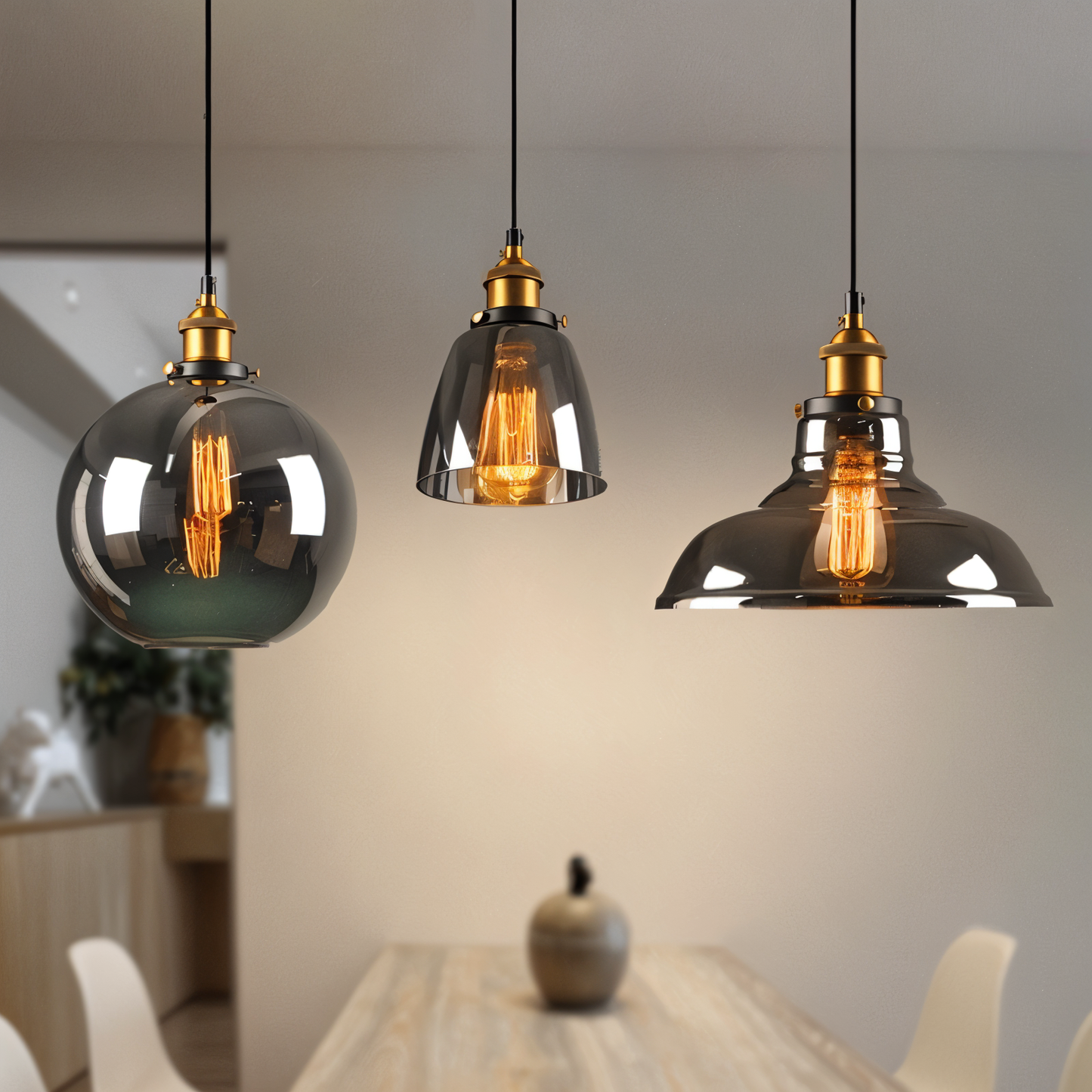 VintaLoft – Elegante Rauchglas Pendelleuchte im Vintage Loft Design
