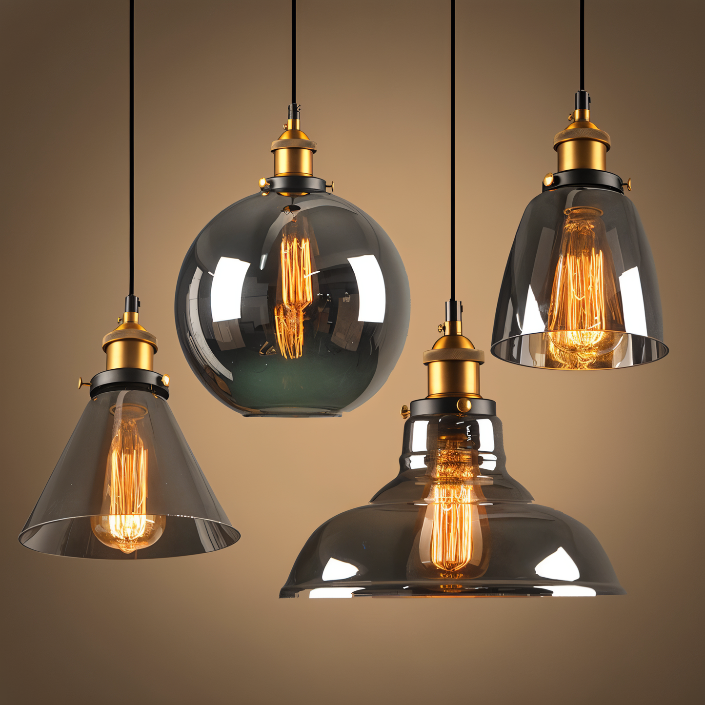 VintaLoft – Elegante Rauchglas Pendelleuchte im Vintage Loft Design