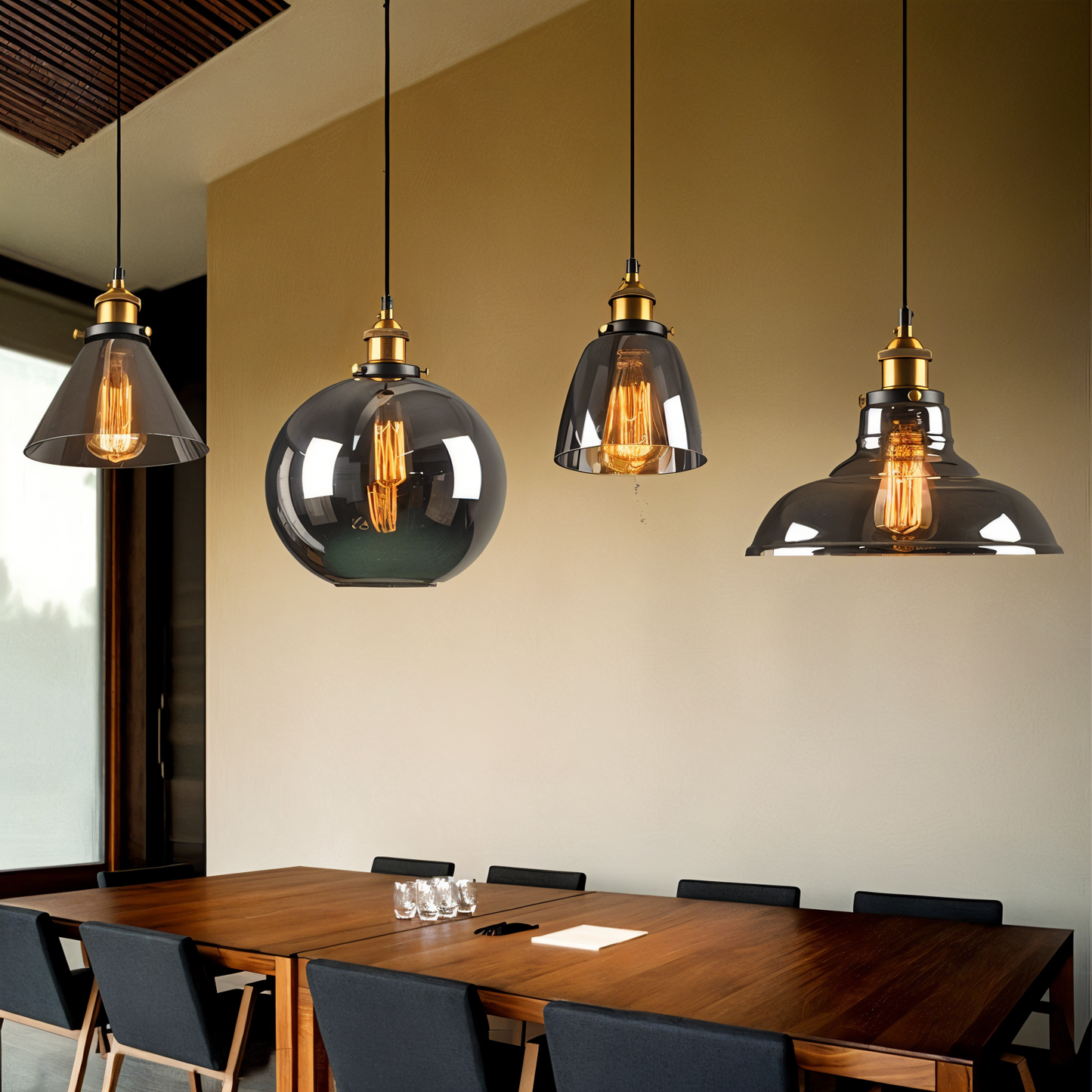 VintaLoft – Elegante Rauchglas Pendelleuchte im Vintage Loft Design