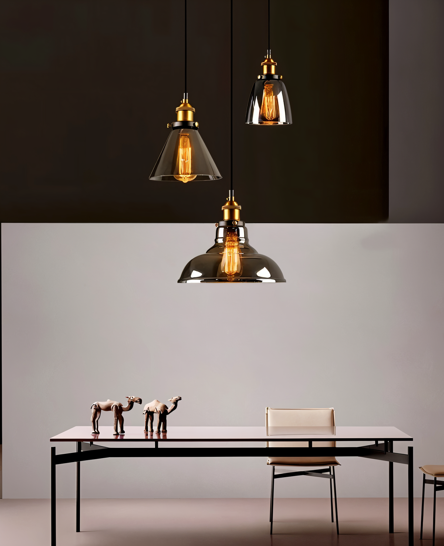 VintaLoft – Elegante Rauchglas Pendelleuchte im Vintage Loft Design