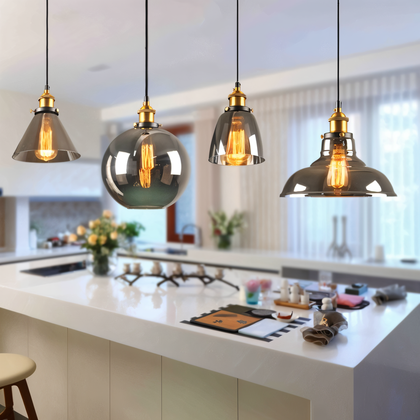 VintaLoft – Elegante Rauchglas Pendelleuchte im Vintage Loft Design