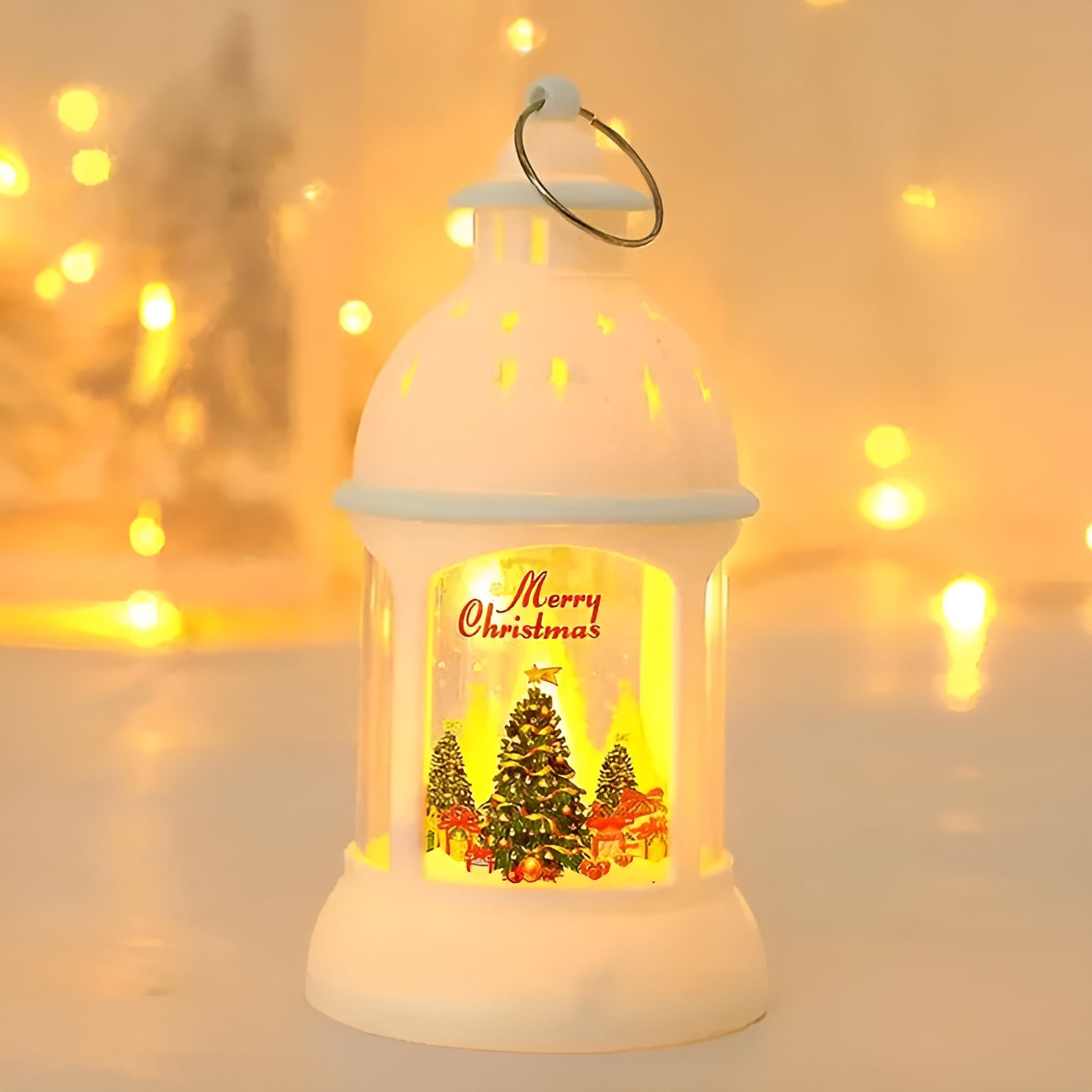 LED Weihnachtslaterne | Festliche Dekoration mit Warmweißem Licht | Weihnachtsmann, Schneemann & Rentier Motive