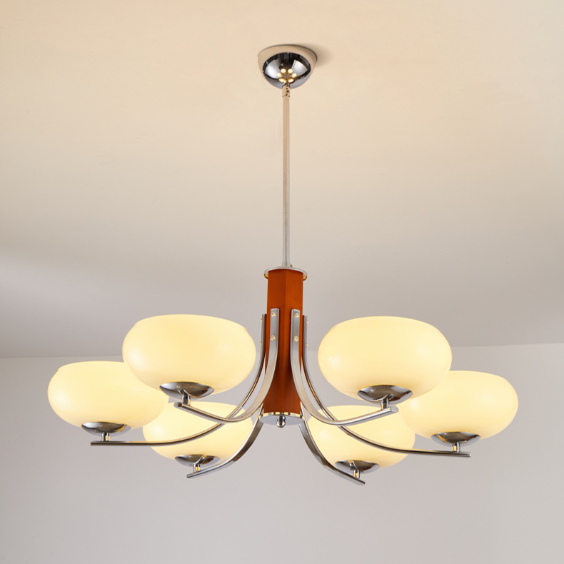 Lunaro | Bauhaus Kronleuchter mit 3/5 Opalglas-Köpfen