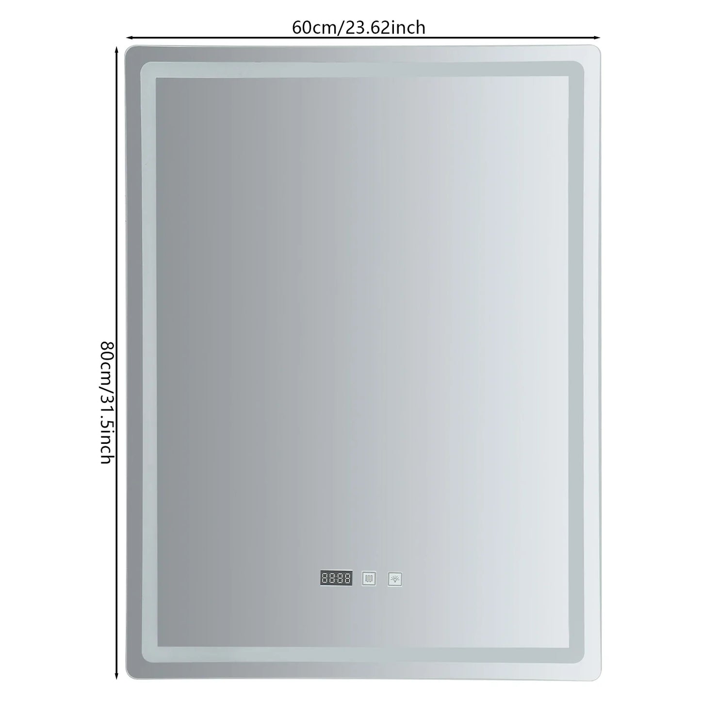Claravo Edge | Rechteckiger LED Wandspiegel mit Antibeschlag & Touch-Dimmer, 3 Lichtfarben