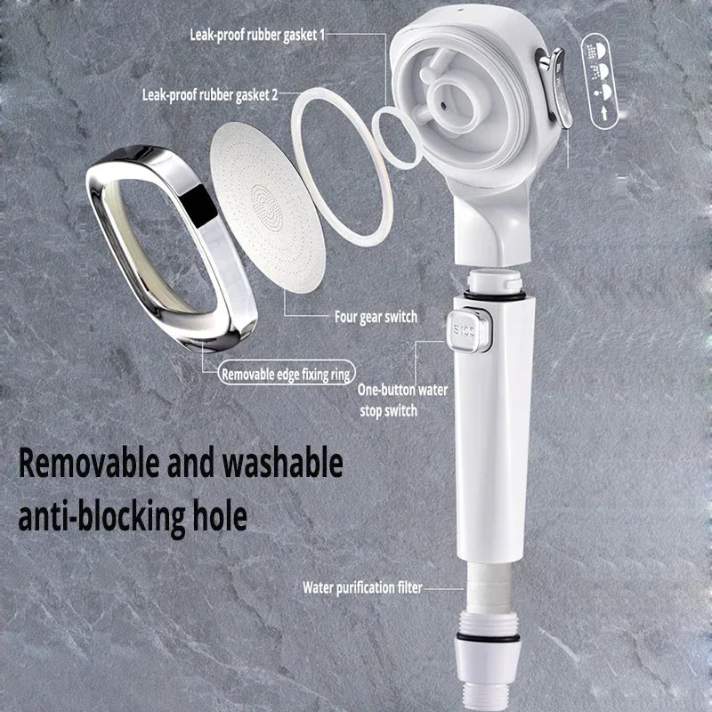 HydraFlow – Hochdruck Duschkopf mit 3 Strahlarten & Wasserspar-Funktion