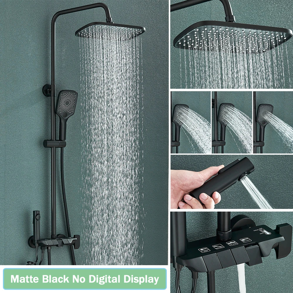 Klynta Noir | Digitales Duschsystem mit Regenduschkopf und Bidetbrause