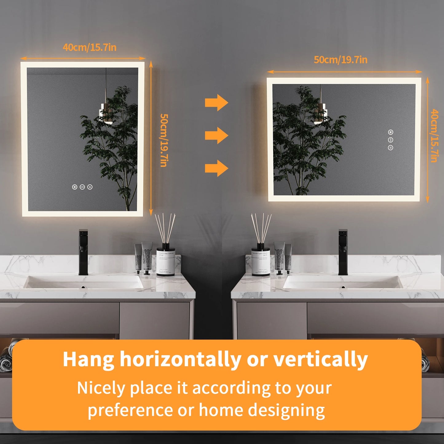 Clario Forme | LED Badspiegel 40x50 cm mit Antibeschlag & Touch-Memory-Funktion