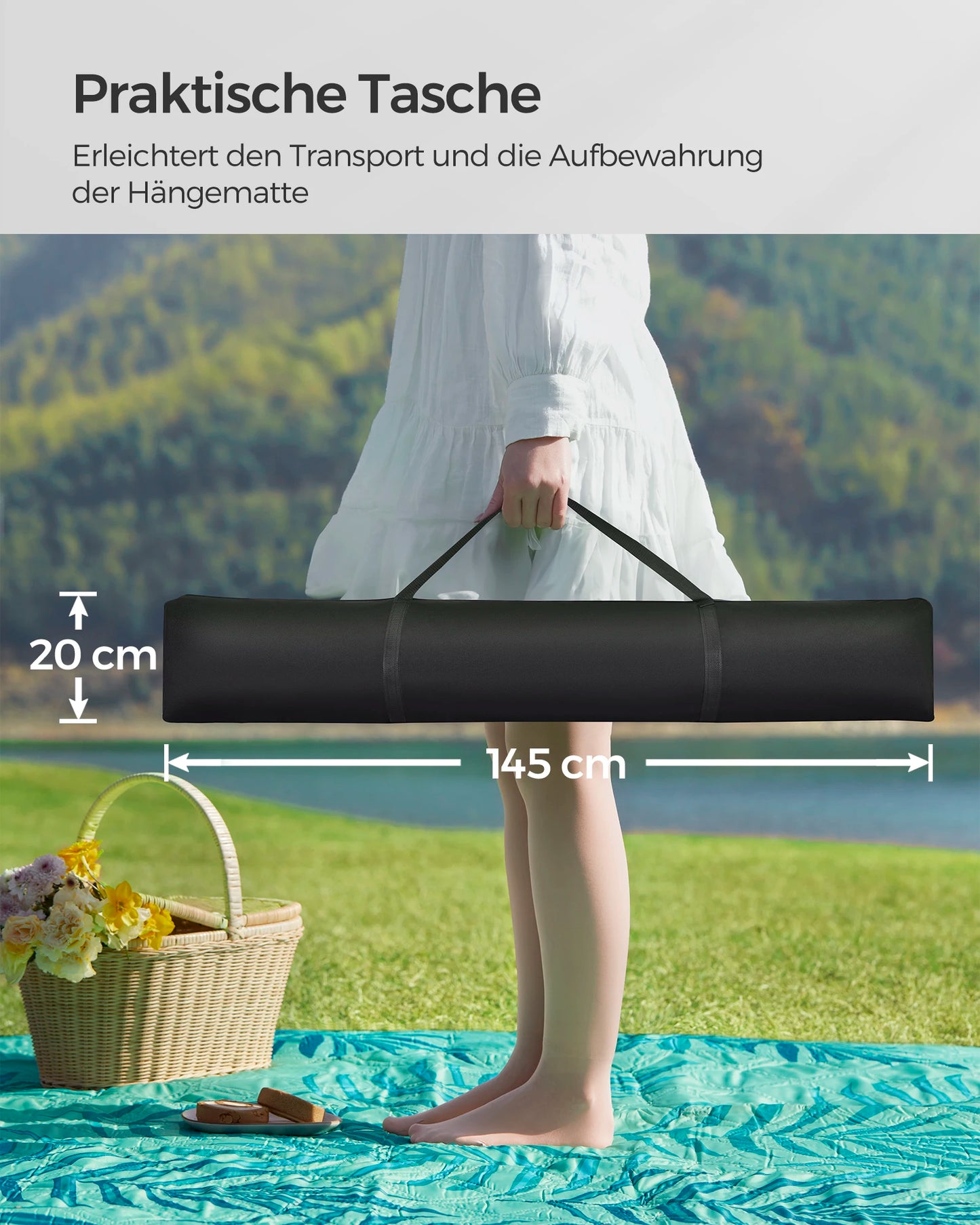 Solvara Luno | Gepolsterte Hängematte mit Metallgestell und Tragkraft bis 200 kg