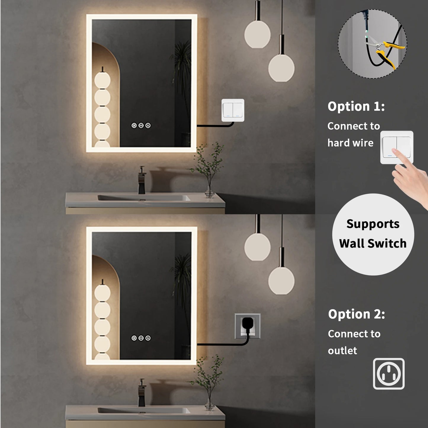 Clario Forme | LED Badspiegel 40x50 cm mit Antibeschlag & Touch-Memory-Funktion