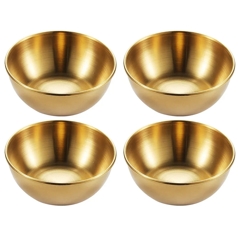 Aurinkó Set | Goldene Edelstahlschälchen für Saucen & Gewürze – 2er/4er Servierschalen-Set