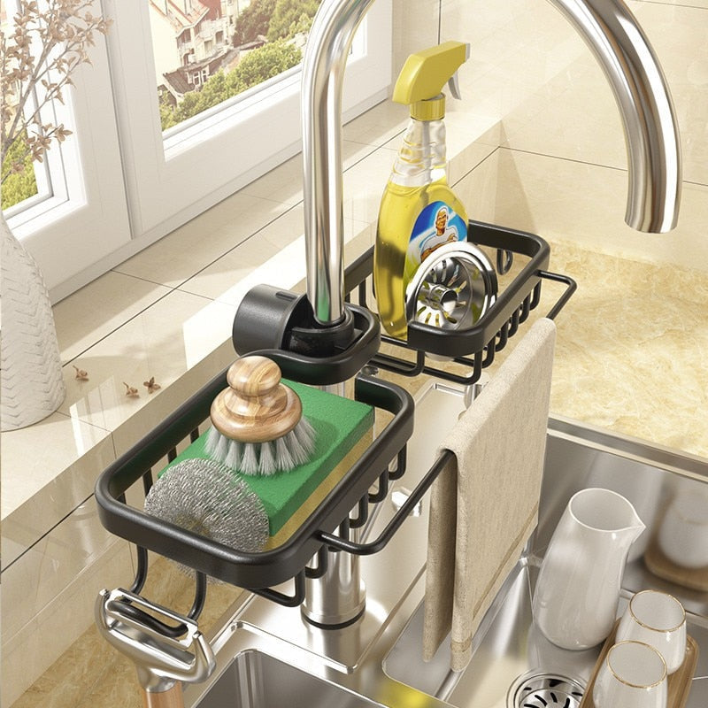 SinkMate DuoRack | Gootsteenorganizer met haken en dubbel compartiment
