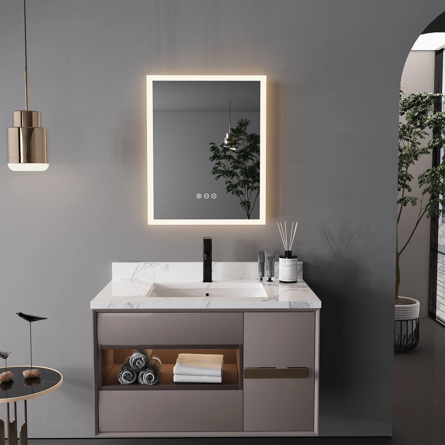 Clario Forme | LED Badspiegel 40x50 cm mit Antibeschlag & Touch-Memory-Funktion