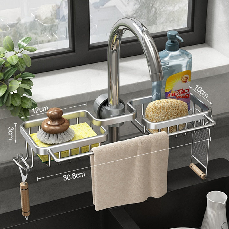 SinkMate DuoRack | Gootsteenorganizer met haken en dubbel compartiment