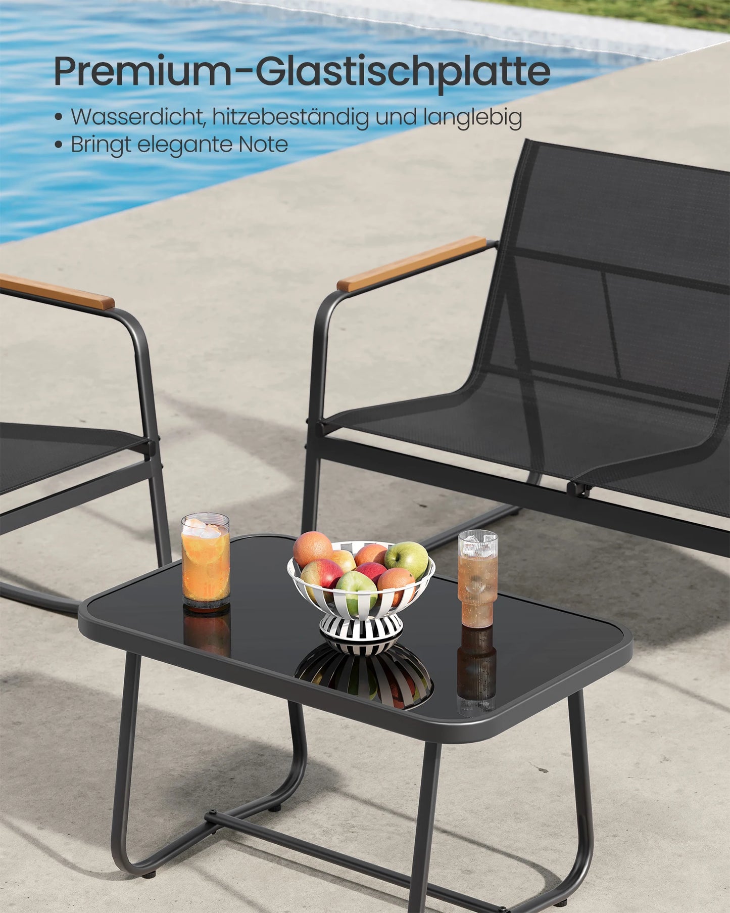 Elaro Brisa | 4-teiliges Balkonmöbel-Set mit Schaukelstühlen & Tisch in Schwarz