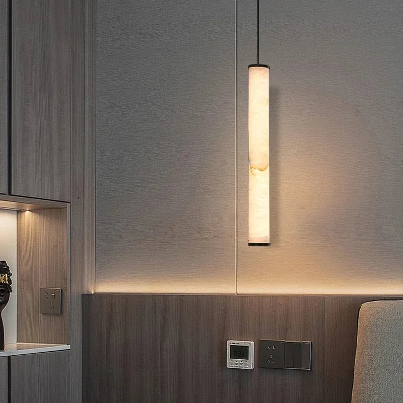 Lunvero Minara | LED-Pendelleuchte aus Marmor und Kupfer für stilvolle Wohnräume