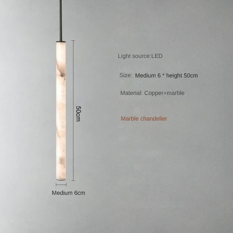 Lunvero Minara | LED-Pendelleuchte aus Marmor und Kupfer für stilvolle Wohnräume