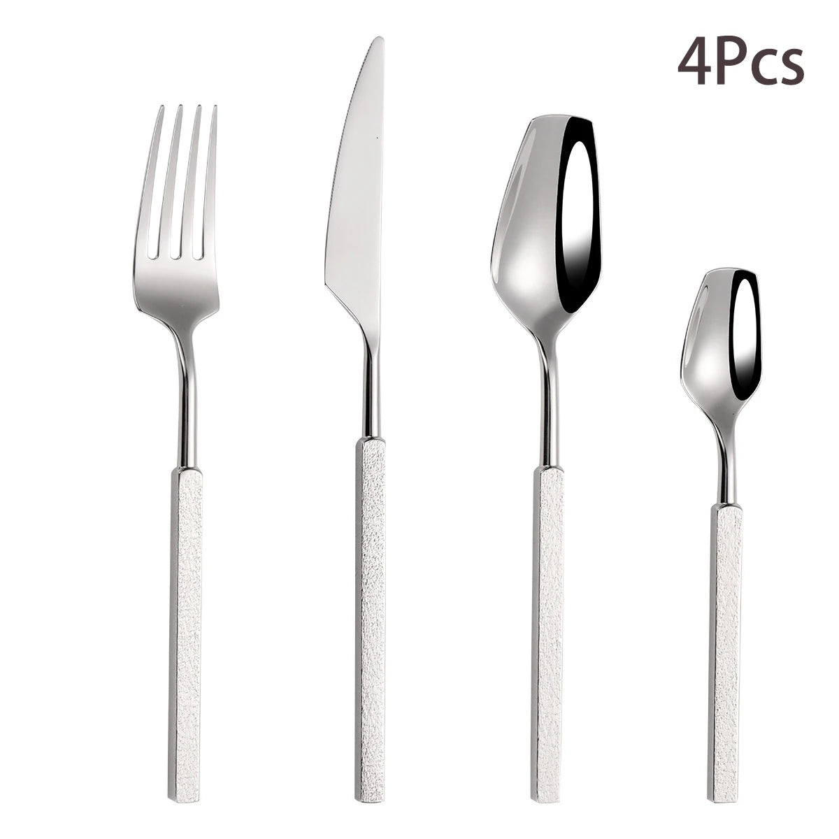 Varlund | 4-teiliges Besteckset aus Edelstahl mit Hammerschlag-Design