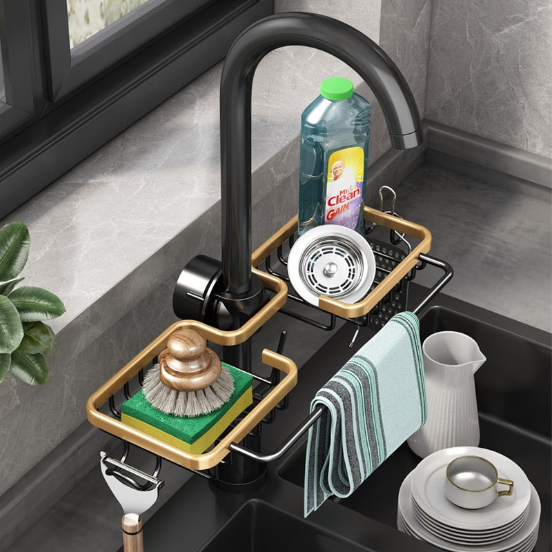 SinkMate DuoRack | Gootsteenorganizer met haken en dubbel compartiment