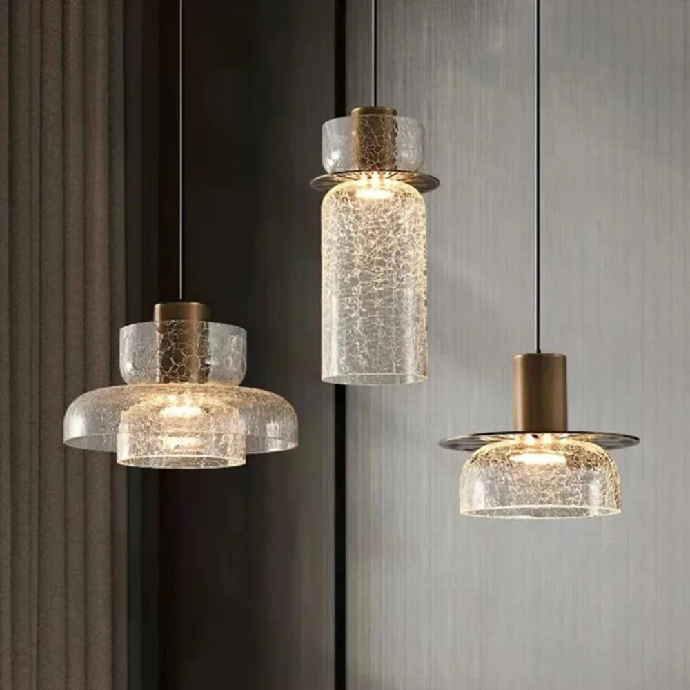 Candelora | Moderne Glas-Hängeleuchte mit Crackle-Effekt