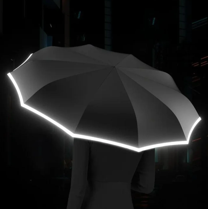 Robuster Regenschirm | Wind- & Regenschutz mit reflektierendem Rand